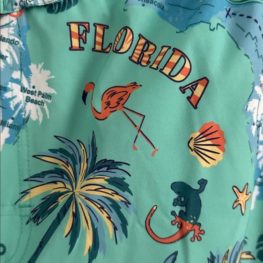 Reel Legends Green Florida Print Swim Shorts